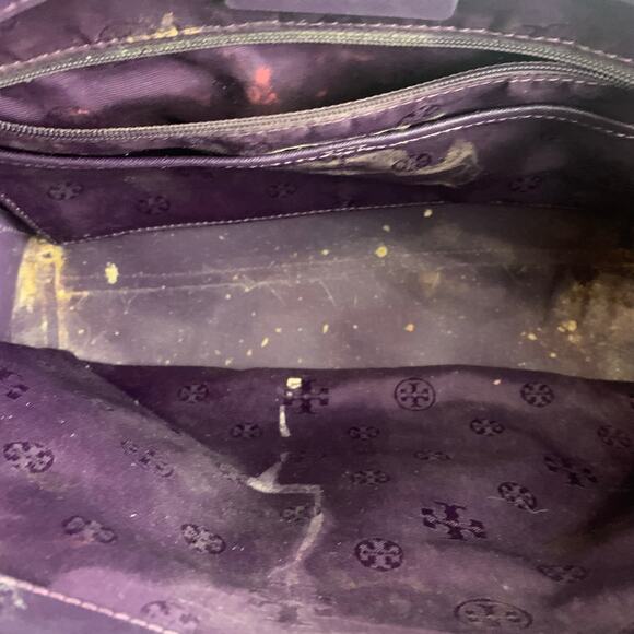 Tory Burch Leather York Buckle Tote Women's Purple Luxury Gold Tone Hardware - Picture 6 of 11